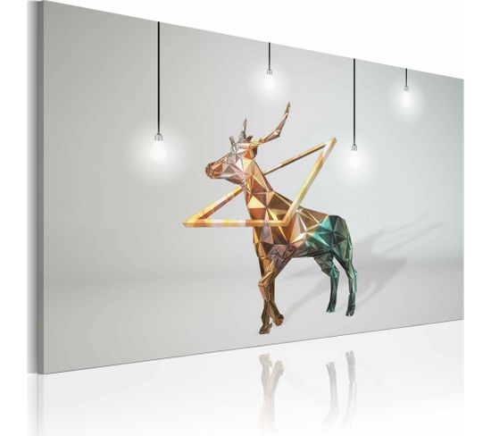 Tableau Cerf D'or 120 X 80 Cm Blanc