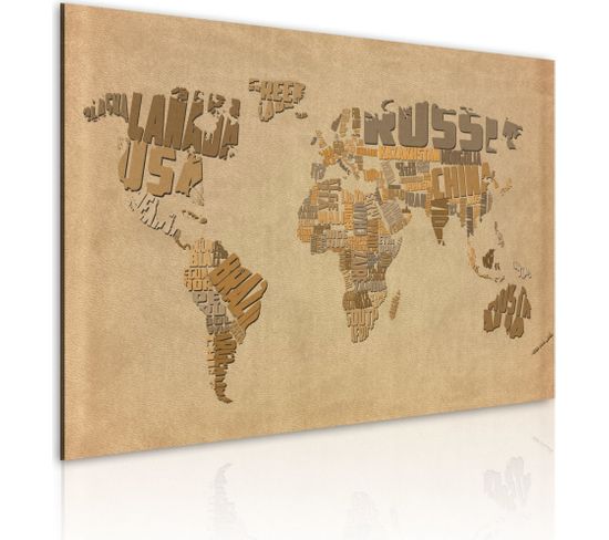 Tableau Ancienne Carte Du Monde 120 X 80 Cm Beige