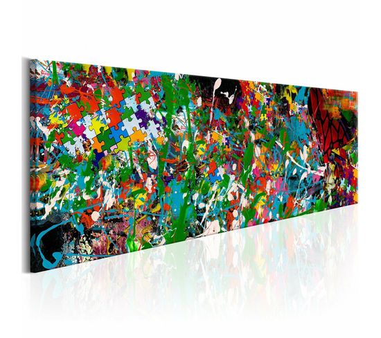 Tableau Puzzle Artistique 120 X 40 Cm Multicolore
