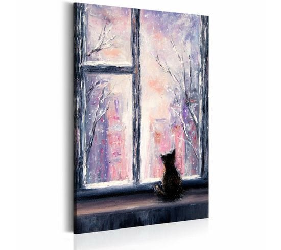 Tableau Histoires De Chat 60 X 90 Cm Violet