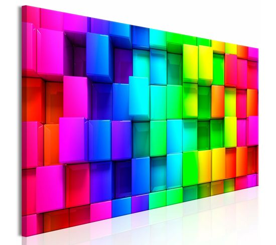 Tableau Cubes Colorés Étroits 120 X 40 Cm Multicolore