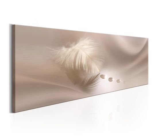 Tableau Plume Délicate 120 X 40 Cm Beige