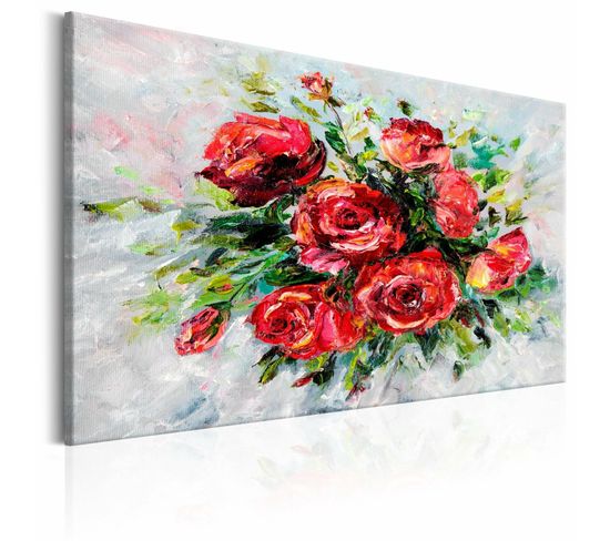 Tableau Fleurs D'amour 120 X 80 Cm Rouge