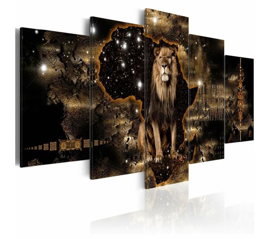 Tableau Lion D'or 200 X 100 Cm Marron