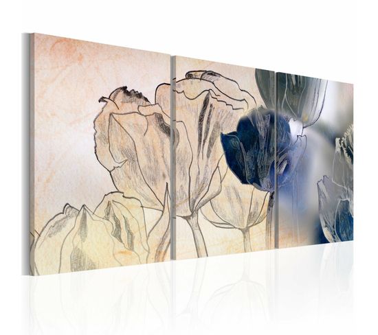 Tableau Croquis De Tulipes 120 X 60 Cm Beige