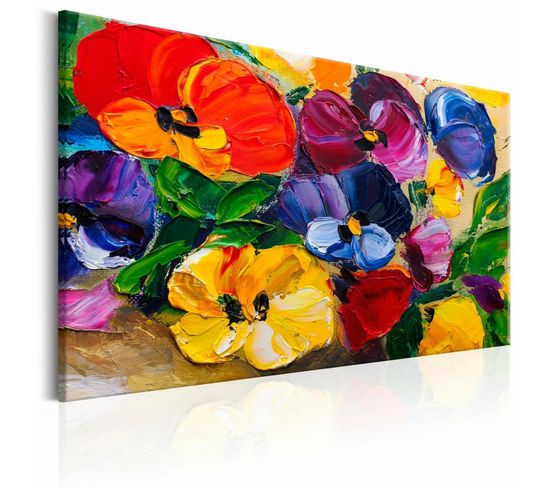 Tableau Pensées De Printemps 120 X 80 Cm Multicolore