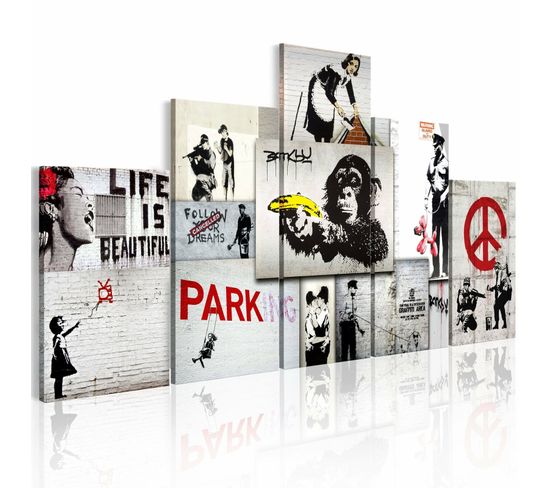 Tableau Crimes Street Art De Banksy 200 X 100 Cm Blanc