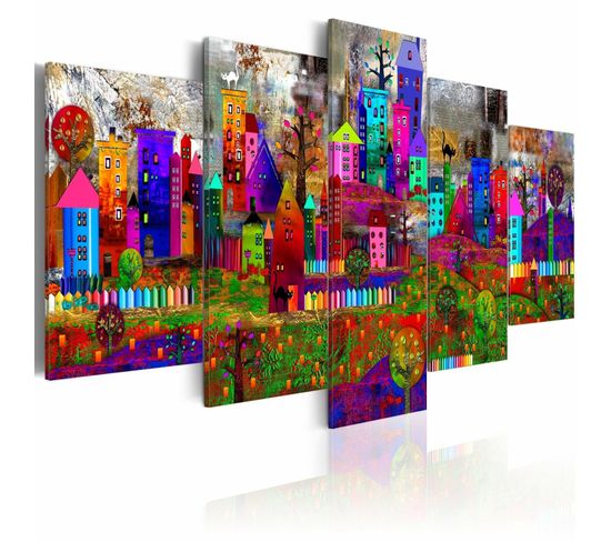 Tableau La Ville D'expression 200 X 100 Cm Multicolore