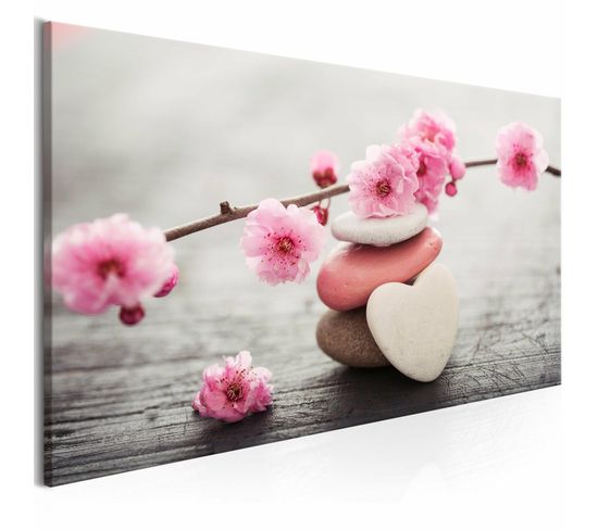 Tableau Galets Tricolores Larges 100 X 45 Cm Rose