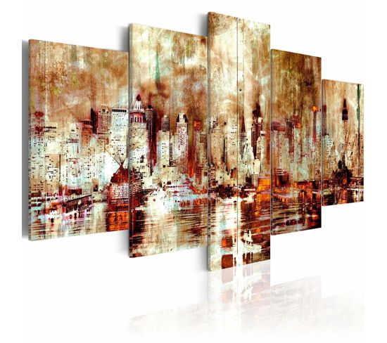 Tableau Ville Des Ombres 200 X 100 Cm Marron