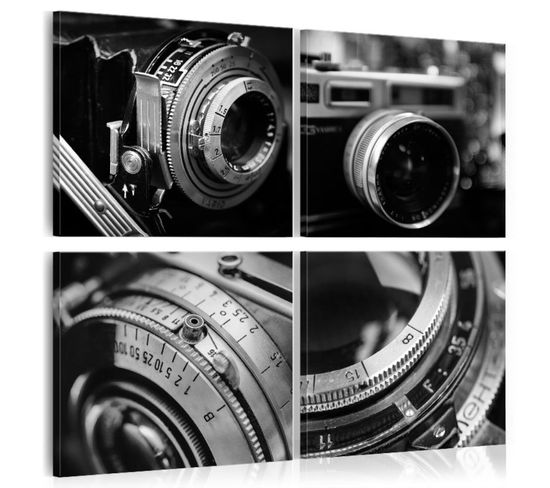 Tableau Appareils Photo Vintage 60 X 60 Cm Noir