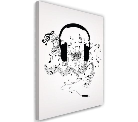 Tableau Image De Motif De Musique XXL 50 X 70 Cm Blanc
