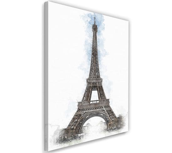 Tableau XXL Paris Image Décor Oeuvre Marron 70 X 100 Cm Blanc