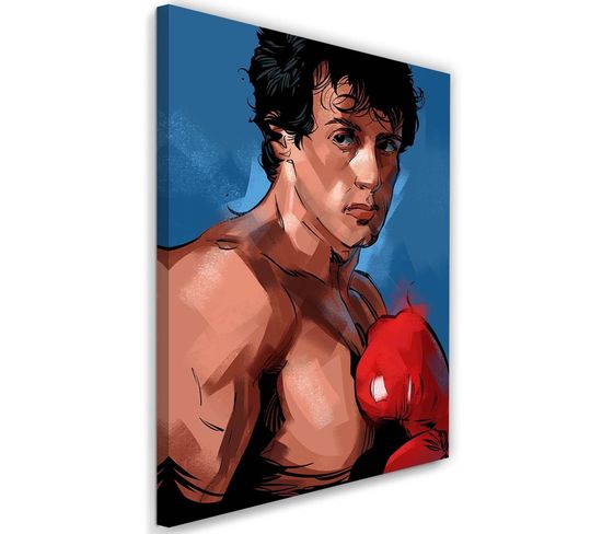 Tableau Rocky Sylvester Stallone 40 X 60 Cm Bleu