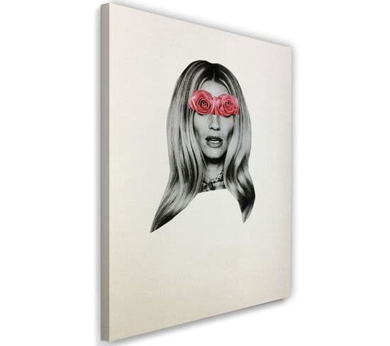 Tableau Image Toile XXL Modèle Visage Portrait Image Décor Rose 40 X 60 Cm Blanc