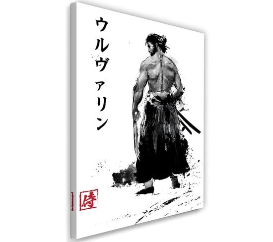 Tableau Wolverine Samouraï Style à L'encre 50 X 70 Cm Blanc