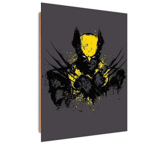Tableau Bois X-men Wolverine 50 X 70 Cm Noir
