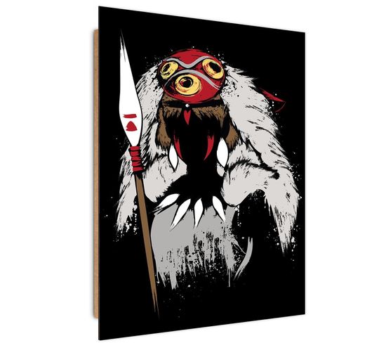 Tableau Bois Ghibli Princesse Mononoke Ii 50 X 70 Cm Noir