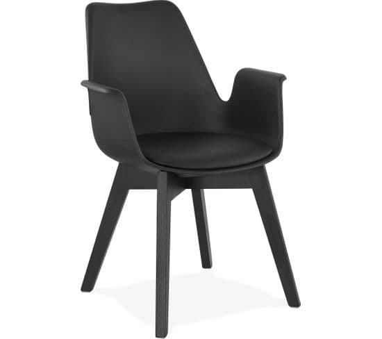 Fauteuil Scandinave Rembourré Assise Et Pieds Noir