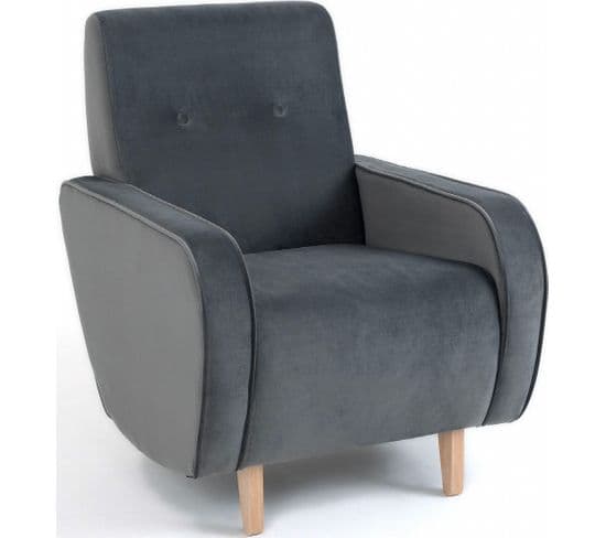 Fauteuil Tissu Gris 72x55x92cm