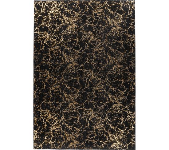 Tapis Design Lignes Crème Sur Fond Sombre - Élégance Moderne 120 X 170 Cm Noir