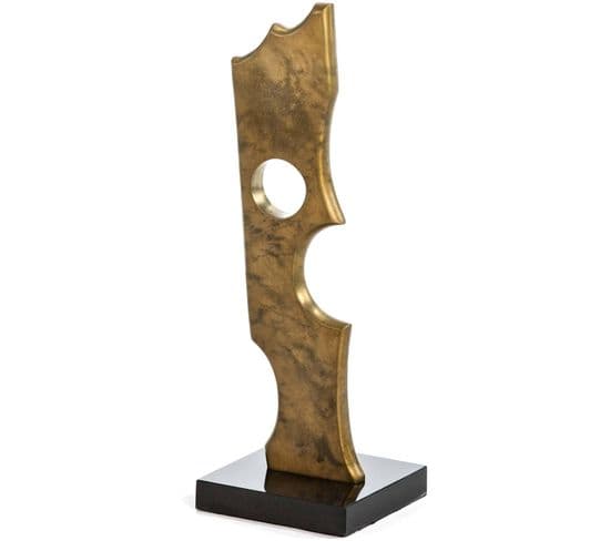 Figure Granit Métal Noir Doré 16x16x49