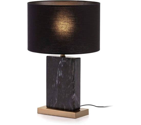 Lampe Sans Abat-jour Marbre Métal Noir Doré 20x10x34