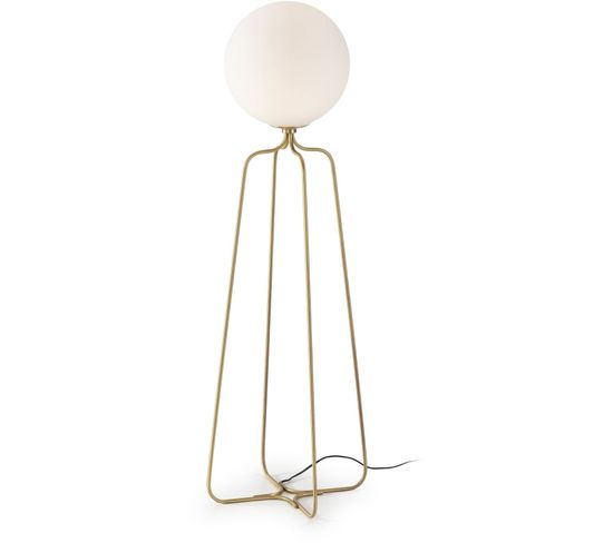 Lampadaire Métal Verre Doré Blanc 51x37x170