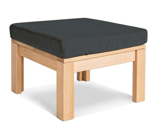 Pouf En Bois Massif Clair Et Graphite