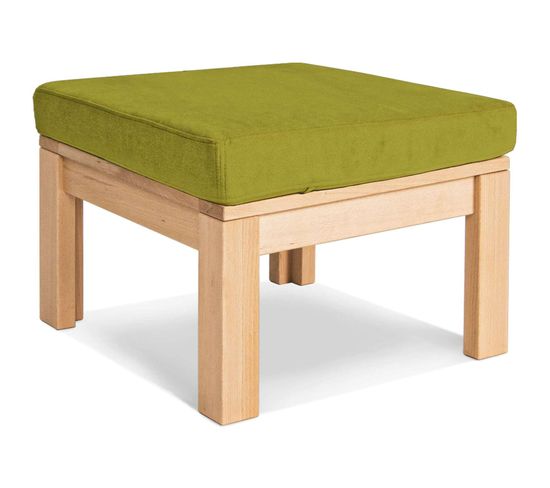 Pouf En Bois Massif Huilé Clair Et Vert