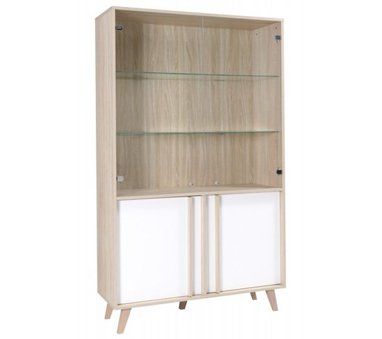 Vitrine, Vaisselier, Argentier Malmo Grand Modèle + LED