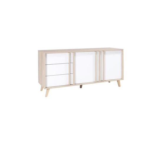 Buffet Moyen Modèle Malmo Blanc. Meuble Design Type Scandinave