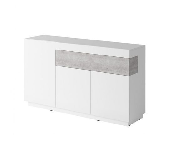 Buffet, Bahut, Enfilade Kiles Trois Portes Et Un Tiroir. Coloris Blanc Et Gris. Style Design