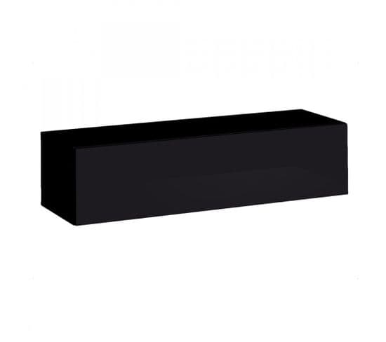 Meuble TV Suspendu 120cm Coloris Noir Collection Switch. Finitions Brillantes.