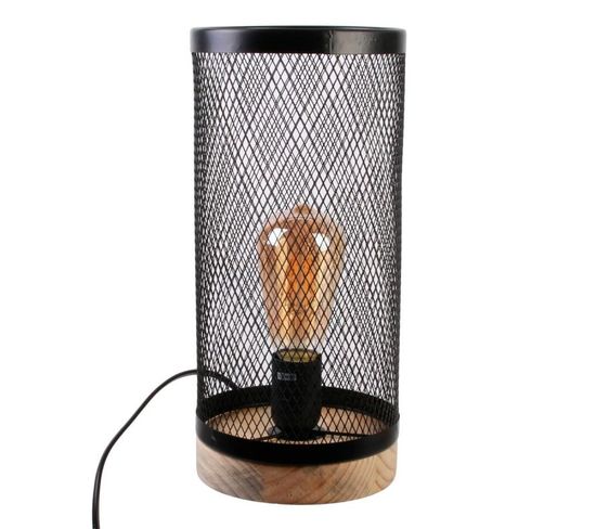 Lampe à Poser Cylindrique "grille" 33cm Noir