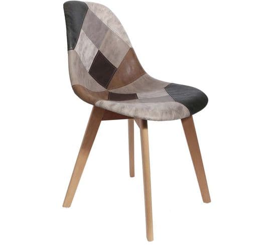 Chaise En Bois Et Simili Cuir Patchwork