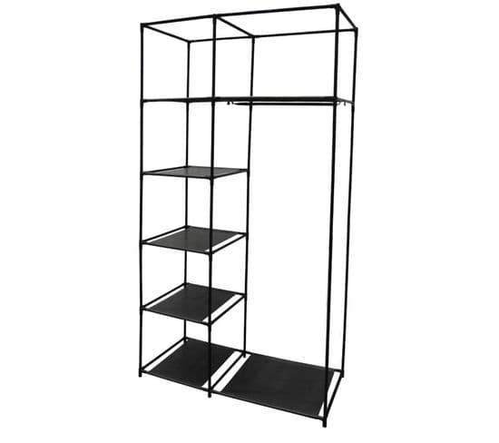 Structure Armoire "5 Cases Et 1 Penderie" 178cm Noir