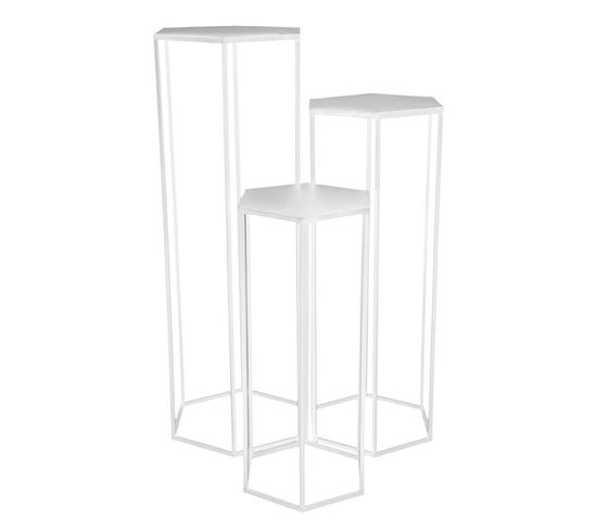 Lot De 3 Tables D'appoint "sellette" 90cm Blanc