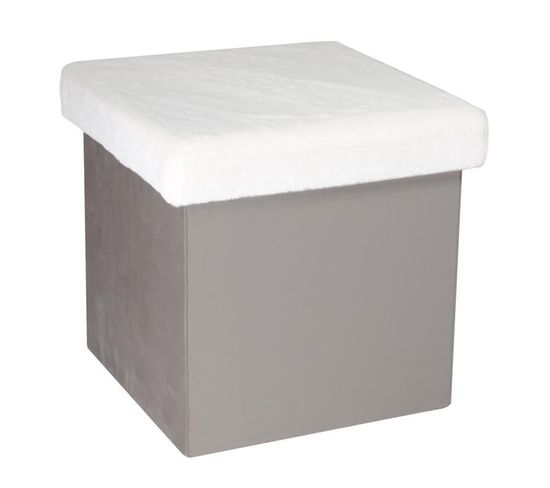 Pouf et Coffre De Rangement "léo" 38cm Gris