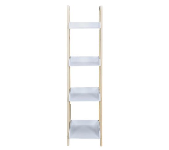 Étagère Déco 4 Niveaux "bois" 117cm Blanc