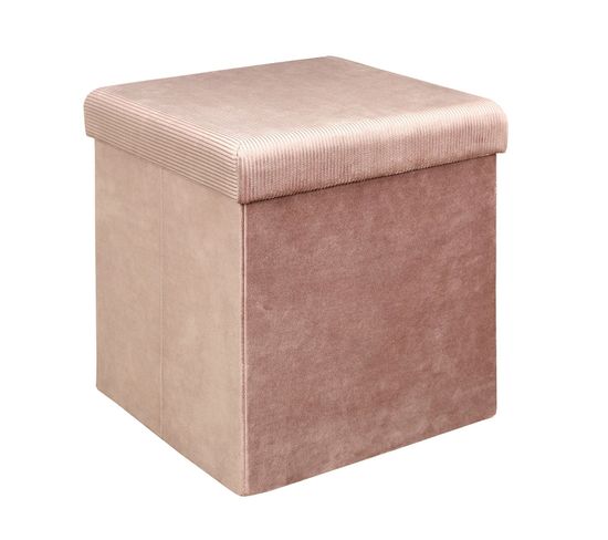 Pouf Coffre Pliable En Velours Design Giulia - L. 38 X H. 38 Cm - Rose