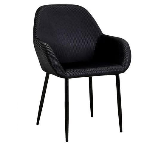 Fauteuil Velours Côtelé Giulia Noir - Noir