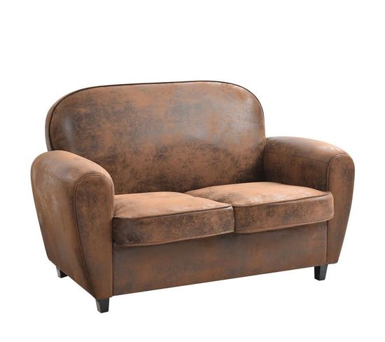 Canapé Club Vintage "confortable" 139cm Marron