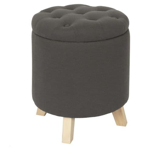 Pouf Et Coffre De Rangement "eleonor" 40cm Gris