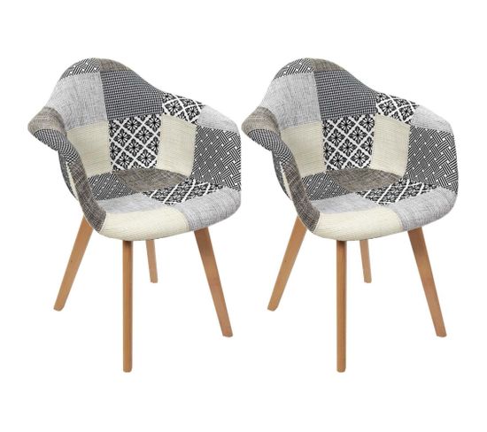 Fauteuil Scandinave Patchwork (lot De 2) Gris