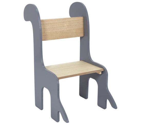 Chaise Enfant Dino Grise Et Bois - Gris