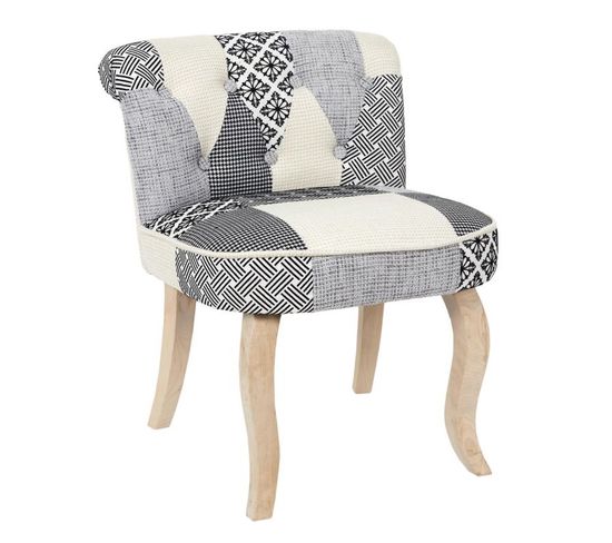 Fauteuil Patchwork Design "eleonor" 68cm Gris