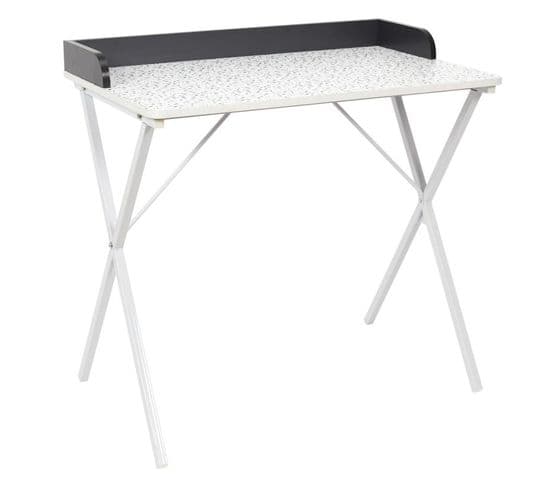 Bureau Design "terrazzo" 80cm Blanc et Gris