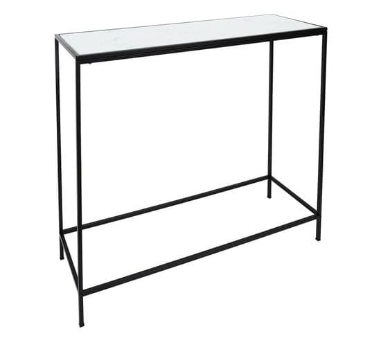 Console Design En Verre "felicity" 100cm Noir et Blanc