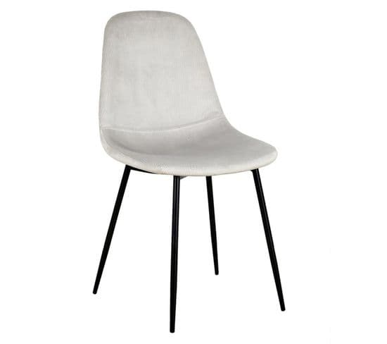 Chaise Velours Côtelé Giulia Gris Clair - Gris Clair